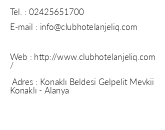 Club Hotel Anjeliq iletiim bilgileri